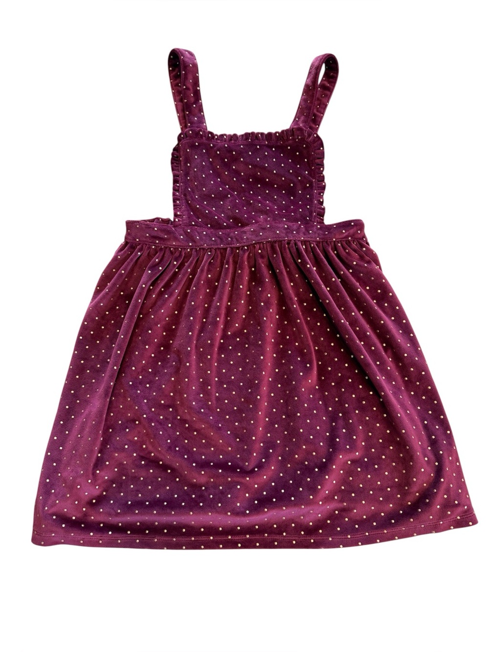 Cynthia Rowley Velvet Polka Dot Pinafore Dress in Berry, Size 8
